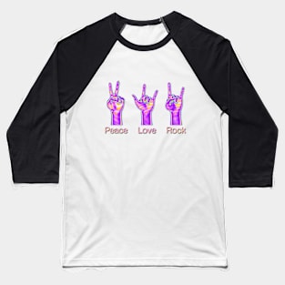 Peace, Love, Rock Baseball T-Shirt